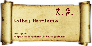 Kolbay Henrietta névjegykártya